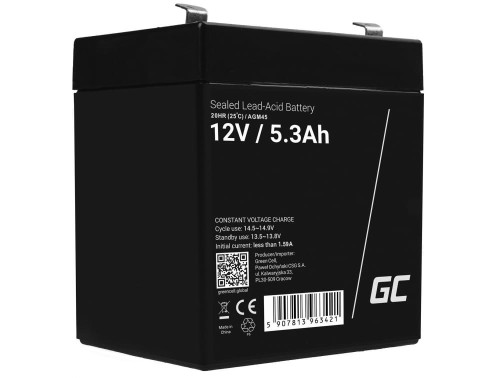 GREEN CELL AKUMULATOR ŻELOWY AGM45 12V 5.3AH - 1135709