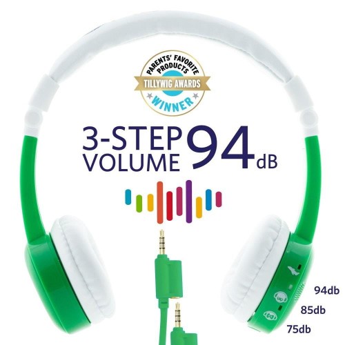 Słuchawki z mikrofonem BuddyPhones InFlight Green dla dzieci 75/85/94dB - 968746