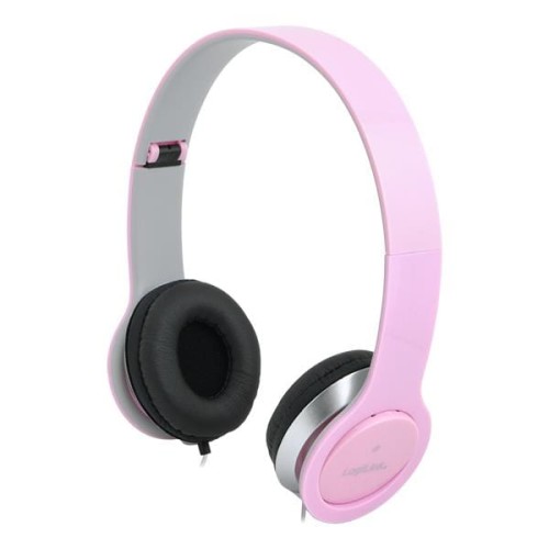 Słuchawki z mikrofonem LogiLink HS0032 stereo HQ, różowe - 969265