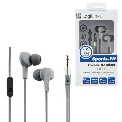 Słuchawki z mikrofonem HS0041 LogiLink szare - 969268
