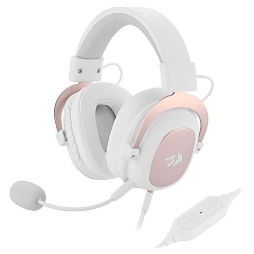 Słuchawki z mikrofonem Redragon Zeus White H510W gamingowe biało-różowe - 969667
