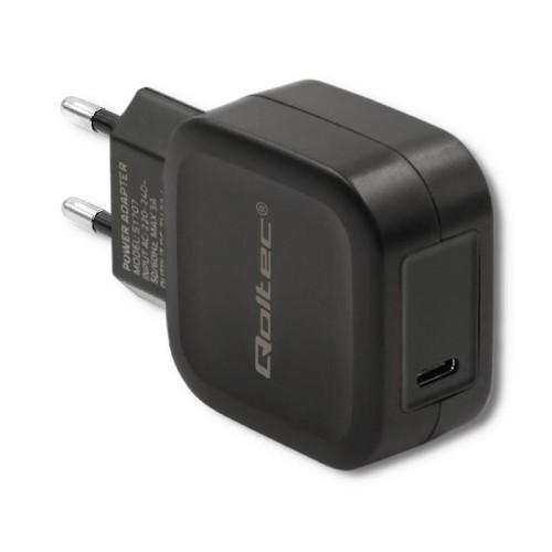 Ładowarka sieciowa Qoltec 20W | 5V | 3A | USB typ C | PD | Czarna - 968037