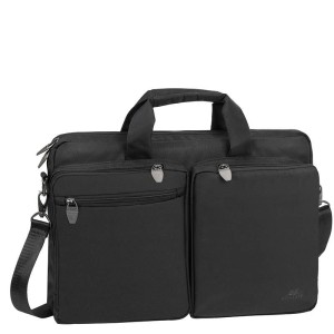 Torba do notebooka 16" RIVACASE Tiergarten czarna, z materiału wodoodpornego