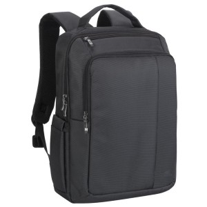 RIVACASE PLECAK NA LAPTOP 15,6" CENTRAL, CZARNY, 15L, Z POLIESTRU, KIESZENIE NA TABLET 10,1", SMARTFON, DOKUMENTY I AKCESORIA