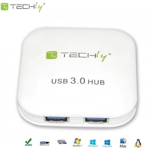 Hub USB Techly IUSB3-HUB4-WH 4 porty 3.0 Super Speed, biały - 968421