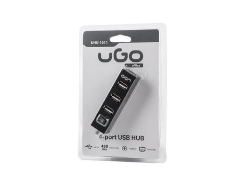 Hub USB 2.0 UGO UHU-1011 4-portowy aktywny czarny - 968499