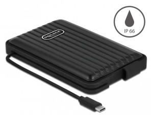 Obudowa na dysk Delock SATA 2,5" USB-C 3.1 IP66 czarna