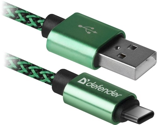Kabel USB Defender AM-TYPE C 1m 2,1A zielono-czarny - 1377004