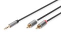 Kabel adapter audio DIGITUS PREMIUM MiniJack/Cinch Stereo Typ 3.5mm/2xRCA M/M nylon 3m - 1184753
