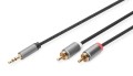 Kabel adapter audio DIGITUS PREMIUM MiniJack/Cinch Stereo Typ 3.5mm/2xRCA M/M nylon 1,8m - 1184754