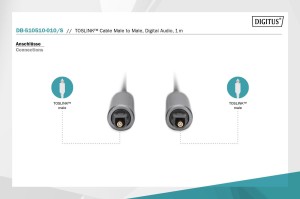 Kabel audio DIGITUS PREMIUM optyczny Toslink 2.2mm/Toslink 2.2mm M/M nylon aluminium 1m