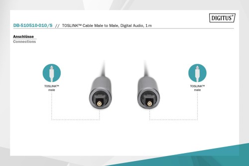 Kabel audio DIGITUS PREMIUM optyczny Toslink 2.2mm/Toslink 2.2mm M/M nylon aluminium 1m - 1377190
