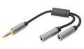 Kabel adapter headset DIGITUS PREMIUM MiniJack 3,5mm /2x 3,5mm MiniJack M/Ż nylon 0,2m - 1195501