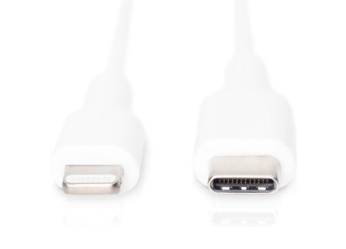 Kabel DIGITUS do transmisji danych/ładowania USB-C/Lightning MFI 1m biały - 1377213
