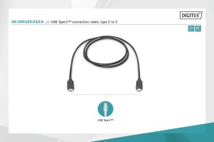 Kabel USB 2.0 DIGITUS HighSpeed Typ USB C/C M/M czarny 1m