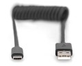 Kabel USB 2.0 DIGITUS spiralny USB A/USB C, PD 60W, czarny, max. 1m - 1377248