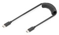 Kabel USB 2.0 DIGITUS spiralny USB C/USB C, PD 60W, czarny, max. 1m - 986703