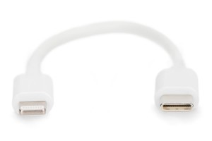 Kabel DIGITUS do transmisji danych/ładowania USB-C/Lightning MFI 0,15m biały