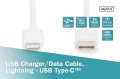 Kabel DIGITUS do transmisji danych/ładowania USB-C/Lightning MFI 2m biały - 1377269