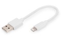 Kabel DIGITUS do transmisji danych/ładowania USB-A/Lightning MFI 0,15m biały - 1184600