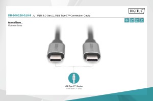 Kabel USB 3.0 DIGITUS PREMIUM 60W/5Gbps Typ USB C/USB C M/M czarny 1m