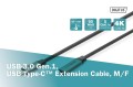 Kabel przedłużający USB 3.0 DIGITUS PREMIUM 60W/5Gbps Typ USB C/USB C Ż/M czarny 0,5m - 1377286