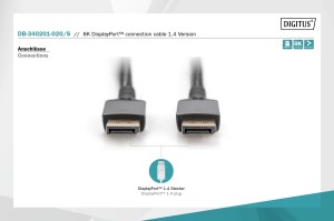 Kabel DisplayPort DIGITUS PREMIUM 8K60Hz UHD DP/DP M/M czarny 2m