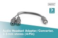 Kabel adapter headset DIGITUS MiniJack 3,5mm /2x 3,5mm MiniJack M/Ż (4pin) czarny 0,2m - 1377387