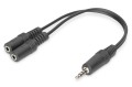 Kabel adapter headset DIGITUS MiniJack 3,5mm /2x 3,5mm MiniJack M/Ż (4pin) czarny 0,2m - 971977