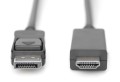 Kabel adapter DIGITUS DisplayPort 1.2 4K 60Hz UHD Typ DP/HDMI A M/M czarny 1m - 1377497