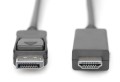 Kabel adapter DIGITUS DisplayPort 1.2 4K 60Hz UHD Typ DP/HDMI A M/M czarny 2m - 1377500