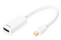 Kabel adapter DIGITUS mini Displayport 1080p 60Hz DP++ / HDMI M/Ż biały 0,15m - 1309984