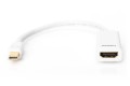 Kabel adapter DIGITUS mini Displayport 1080p 60Hz DP++ / HDMI M/Ż biały 0,15m - 1309985