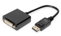 Kabel adapter DIGITUS DisplayPort z Dual Link 1080p 60Hz FHD DP/ DVI-I (24+5) M/Ż 0,15m - 972044