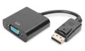 Kabel adapter DIGITUS DisplayPort z zatrzaskiem 1080p 60Hz FHD Typ DP / D-Sub 15 M/Ż czarny 0,15m - 972045