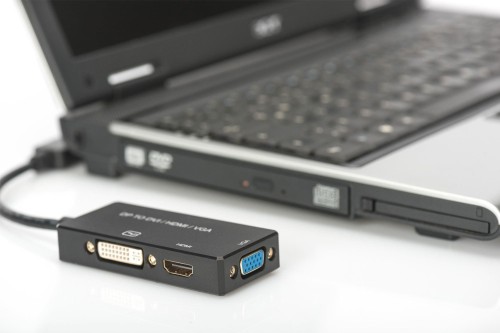 Kabel adapter DIGITUS 3w1 DisplayPort 4K 30Hz/1080p 60Hz DP / HDMI(UHD)+DVI-I+VGA (FHD) M/Ż 0,2m - 1377536