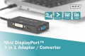 Kabel adapter DIGITUS 3w1 mini DisplayPort 4K 30Hz/1080p 60Hz miniDP/HDMI(UHD)+DVI-I+VGA(FHD) M/Ż 0,2m - 1377539