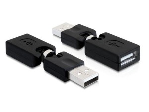 Adapter Delock USB-A 2.0 (M) -> USB-A (F) kątowy czarny