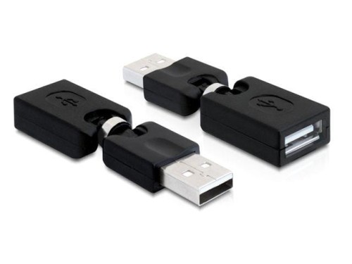 Adapter Delock USB-A 2.0 (M) -> USB-A (F) kątowy czarny - 1377664