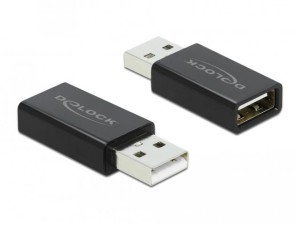 Adapter Delock USB-A - USB-A F/M 2.0 Data Blocker czarny