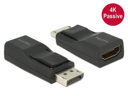 Adapter Delock DisplayPort 1.2(M) -> HDMI(F) pasywny 4K Czarny - 680711