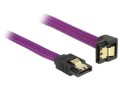 Kabel SATA Data III Delock 0,3m z zatrzaskami metalowymi kątowy dół/prosto fioletowy - 972126