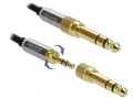 Kabel audio Delock minijack - minijack M/M 3 Pin 1m czarny + 2x przejściówka nakręcana Jack 6,35mm - 1377691
