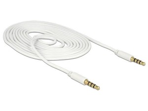 Kabel audio Delock minijack - minijack M/M 4 Pin 2m biały dla iPhone