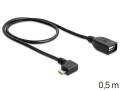 Kabel Delock micro USB kątowy prawo - USB M/F 2.0 0,5m OTG czarny - 1377713