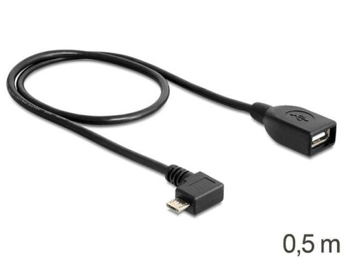Kabel Delock micro USB kątowy prawo - USB M/F 2.0 0,5m OTG czarny - 1377713