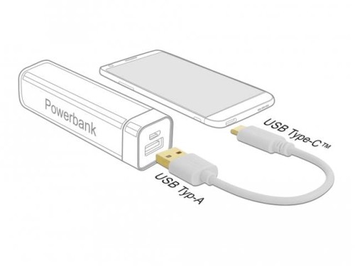 Kabel Delock USB-C - USB-A 2.0 0,15m biały - 1377722
