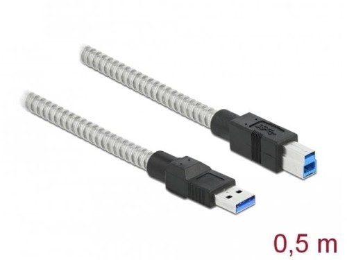 Kabel Delock USB-A - USB-B M/M 3.0 0,5m metalowy - 1377729