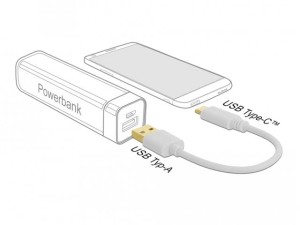 Kabel Delock USB-C - USB-A M/M 2.0 0,15m biały