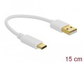 Kabel Delock USB-C - USB-A M/M 2.0 0,15m biały - 972210